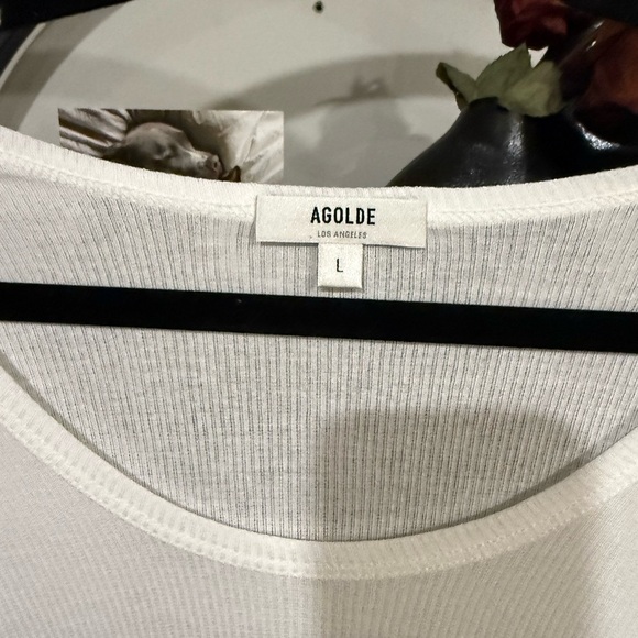 Agolde White Fitted Short Sleeve T-Shirt size large - Picture 3 of 7